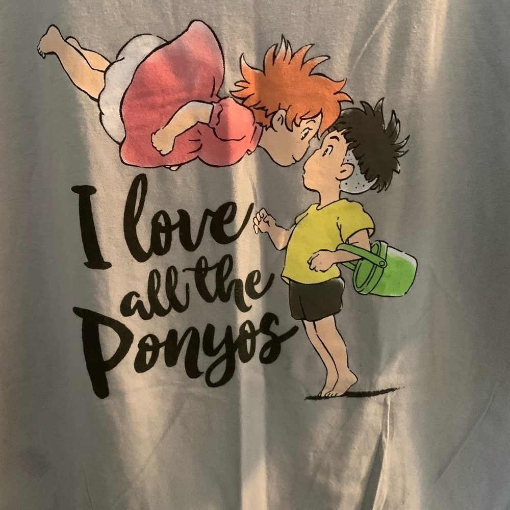 NWOT Vintage Ponyo Kids T-Shirt, 2X - Gray with Colorful Print - Picture 2 of 5